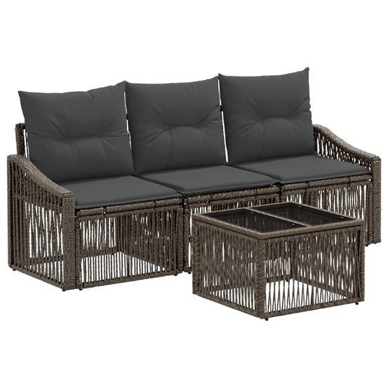 Ensemble de canapé de jardin 4 pc gris polyrotin