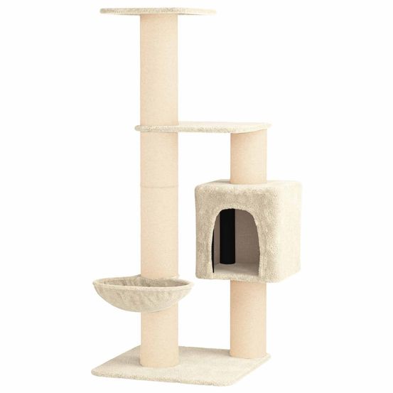 Arbre à chat avec poteaux à griffer en sisal crème 137 cm