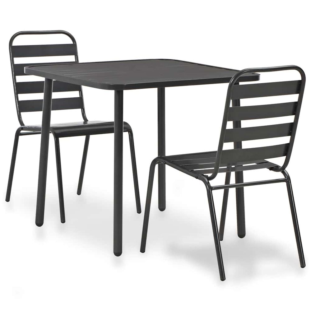 Mobilier de bistro 3 pcs acier gris foncé