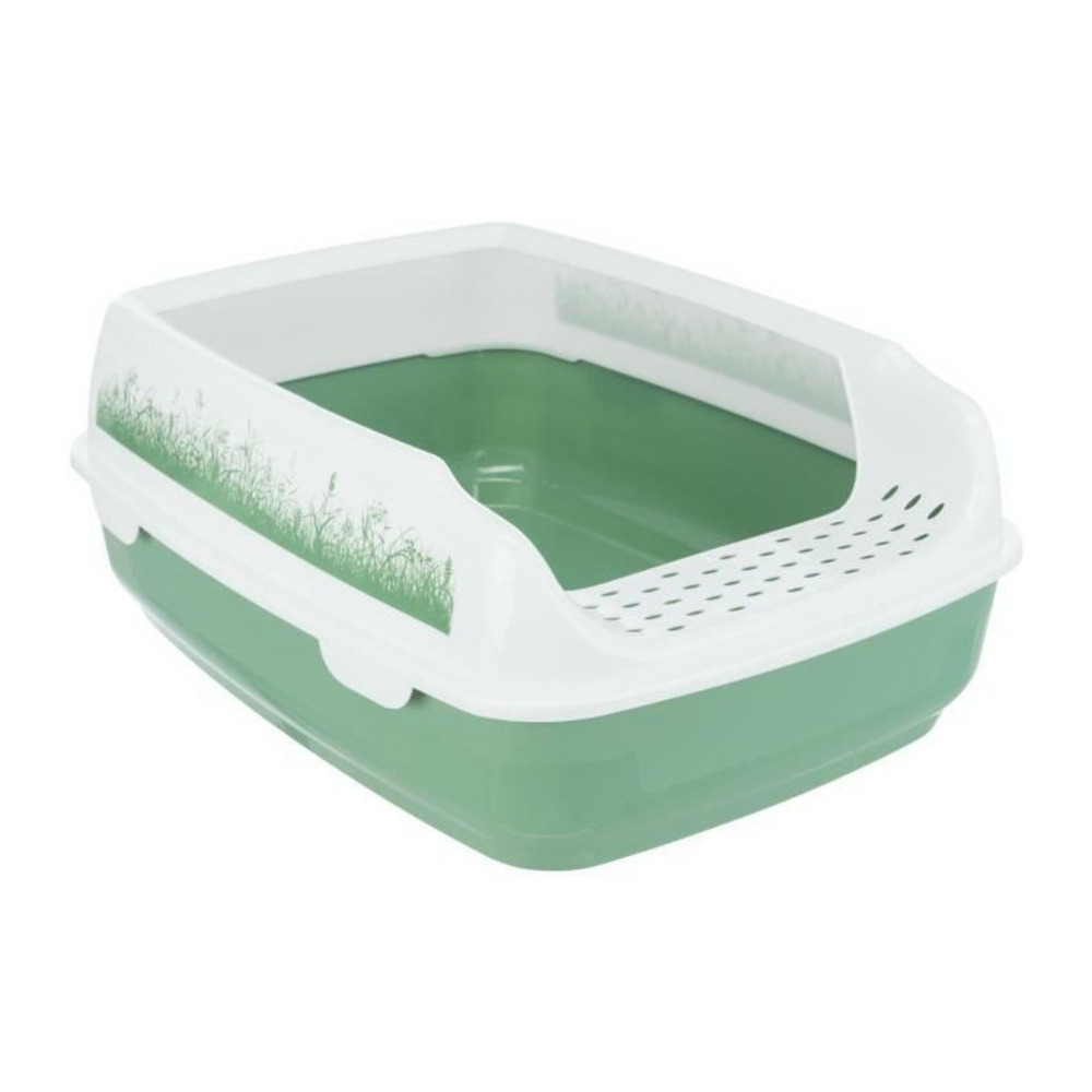 Bac a litiere trixie delio - rebord - 38 × 20 × 50 cm - imprimé vert et blanc