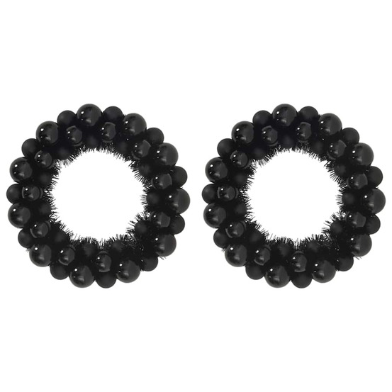 Couronnes de boules de noël 2 pcs noir 33 x 33 x 7 cm