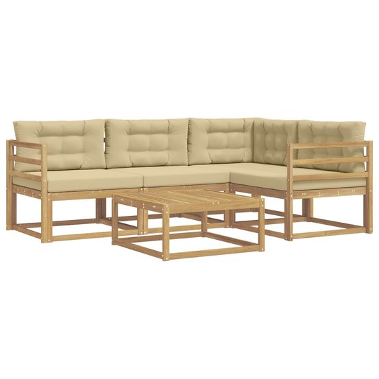 Ensemble de canapés d'extérieur 5 pc blanc et beige polyester