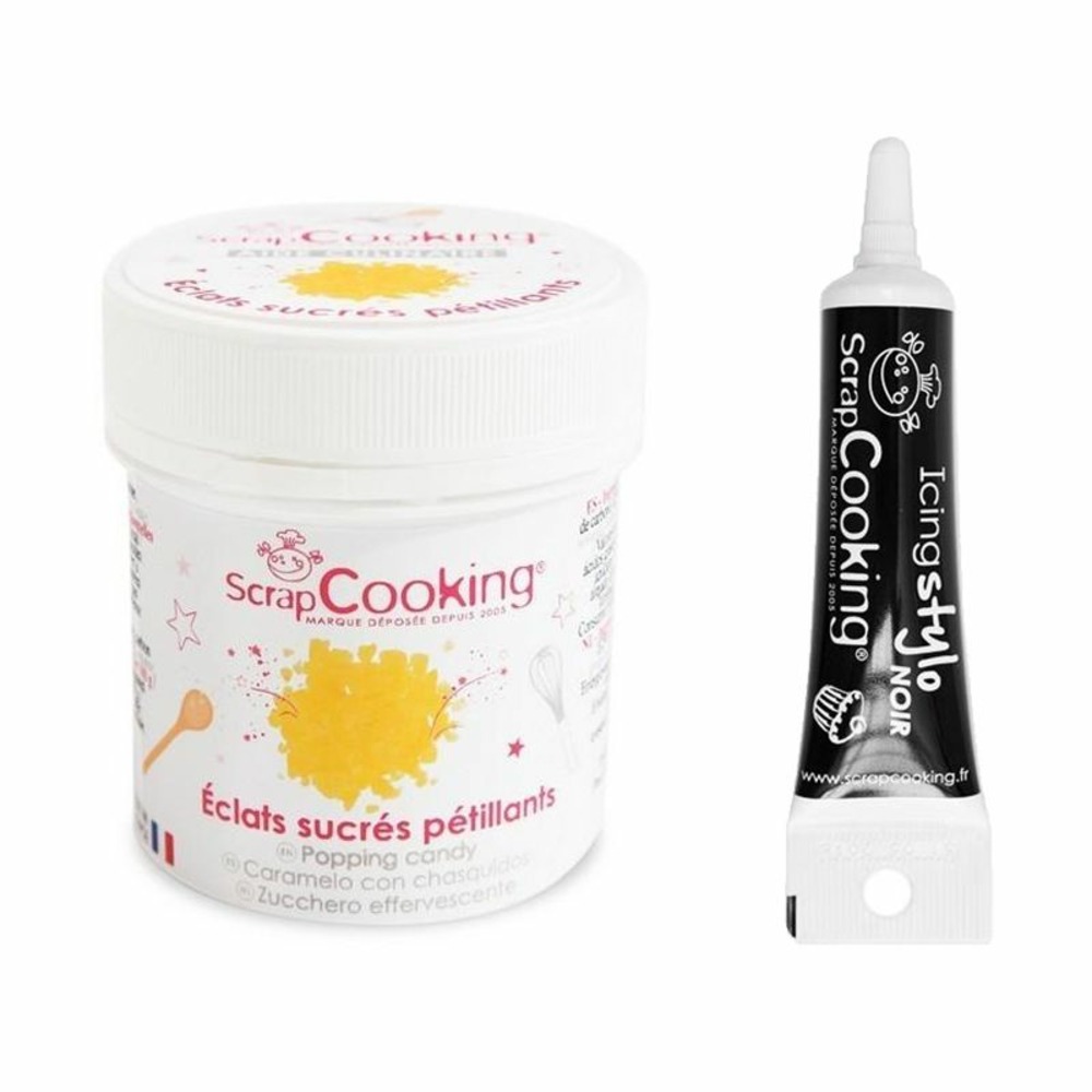 Eclats sucrés pétillants 50 g + stylo glaçage noir