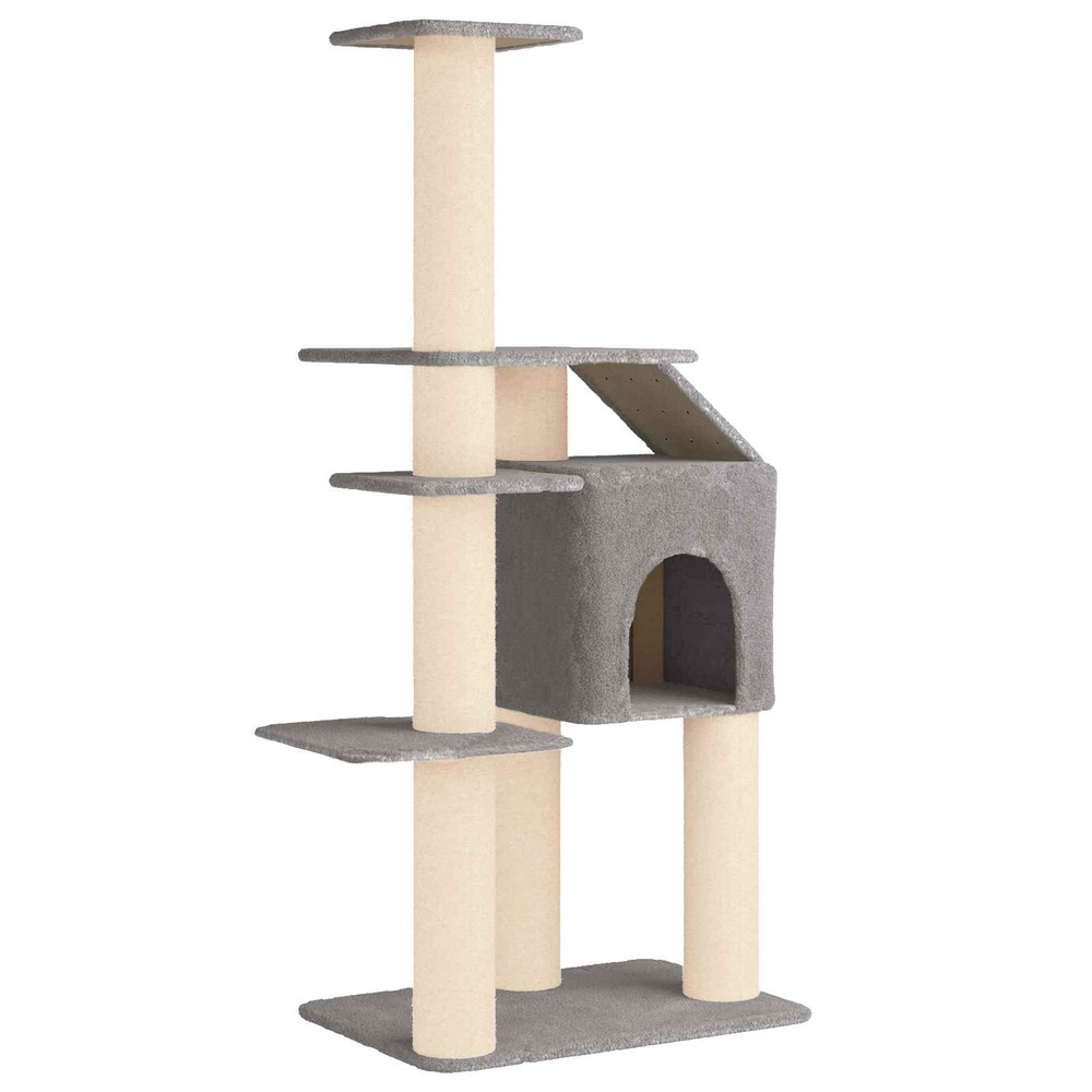 Arbre à chat avec poteaux à griffer en sisal gris clair 183 cm