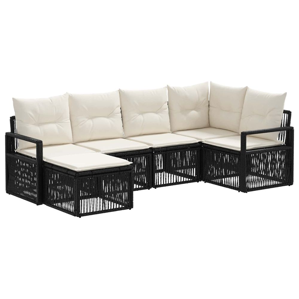 Ensemble de canapé de jardin 6 pc noir polyrotin