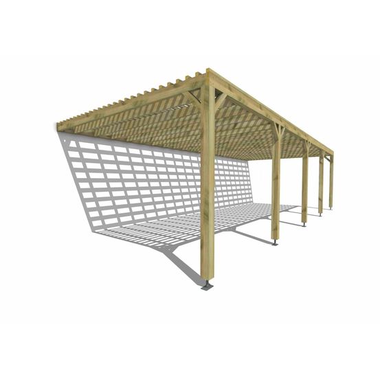 Pergola bois • 10m x 4m • adossée • sens profondeur • lattage bois • livraison comprise