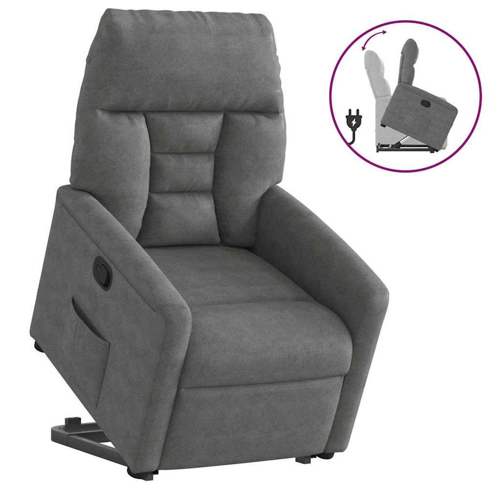 Fauteuil inclinable gris foncé tissu microfibre