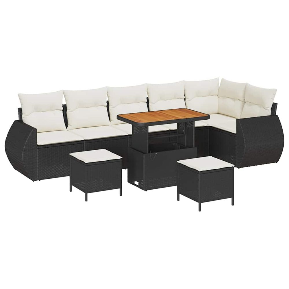 Ensemble de canapé de jardin 9 pc noir polyrotin
