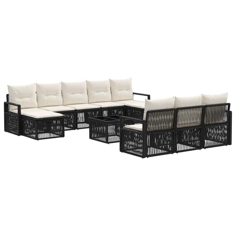 Ensemble de canapé de jardin 11 pc noir polyrotin