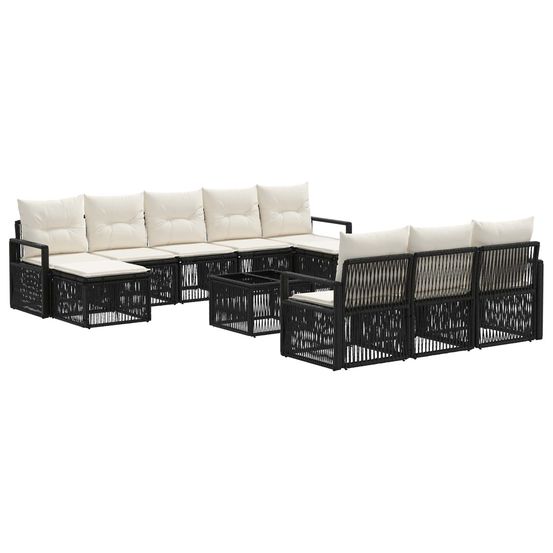 Ensemble de canapé de jardin 11 pc noir polyrotin