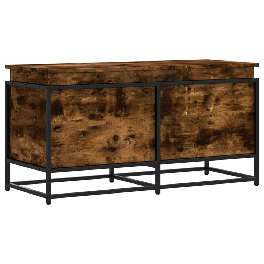 Boîte de rangement avec couvercle chêne fumé bois d'ingénierie