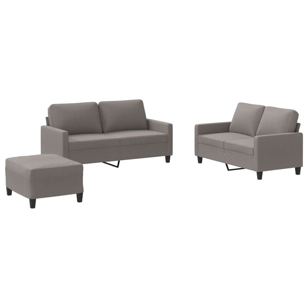 Ensemble de canapés 3 pcs avec coussins taupe tissu