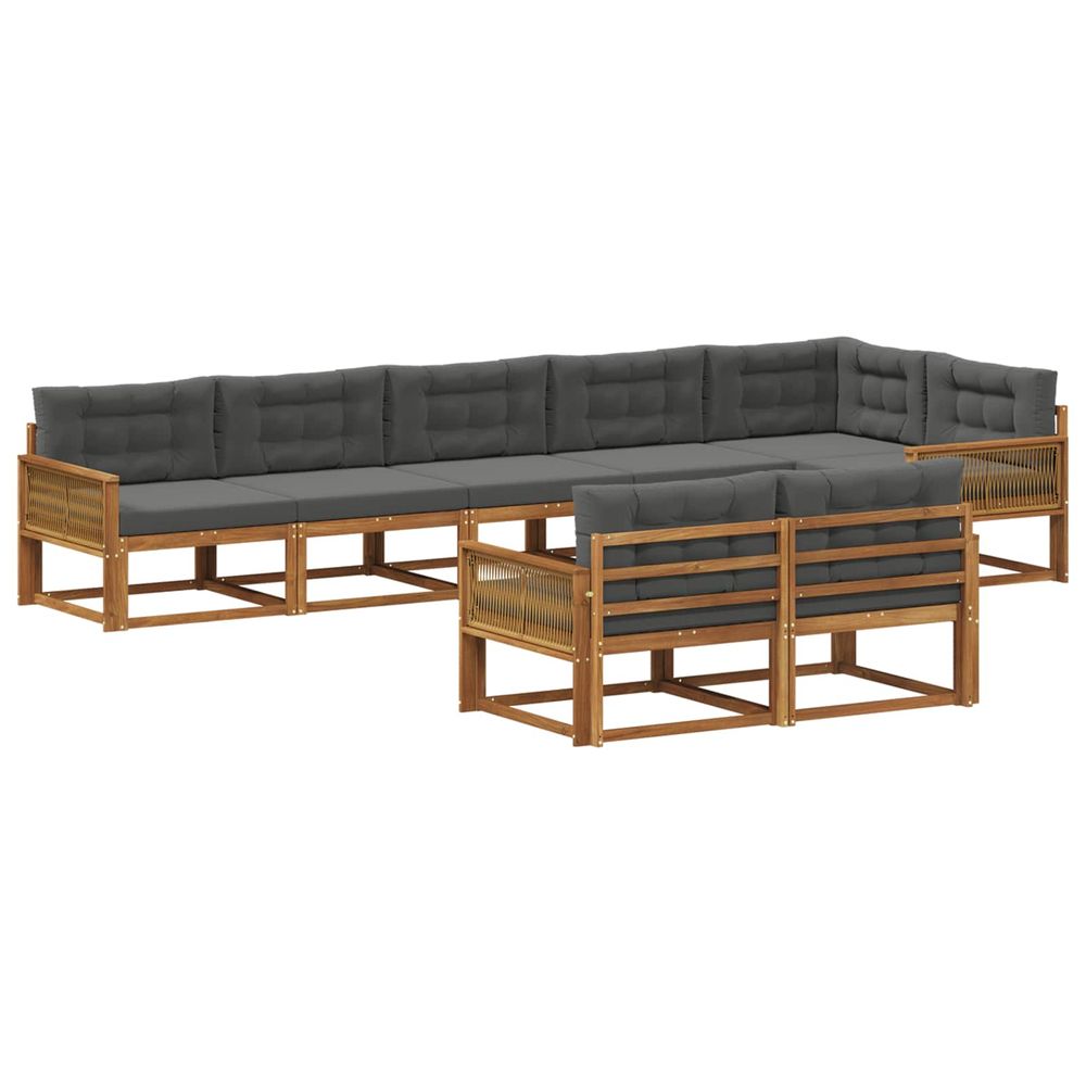 Ensemble de canapés d'extérieur 8 pc naturel et anthracite