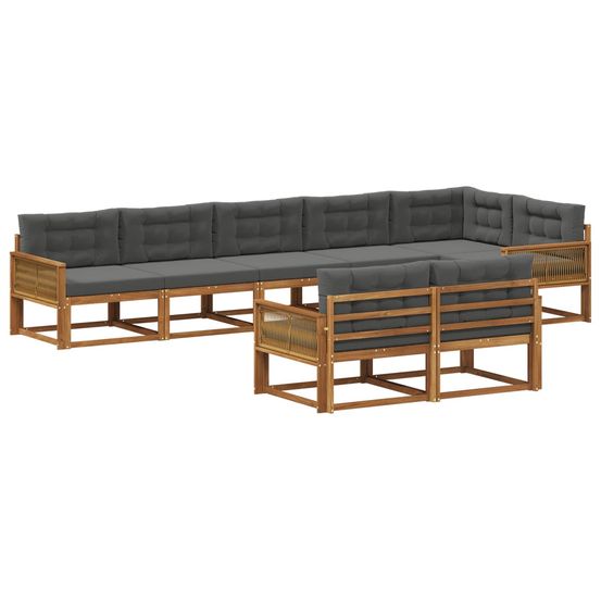 Ensemble de canapés d'extérieur 8 pc naturel et anthracite