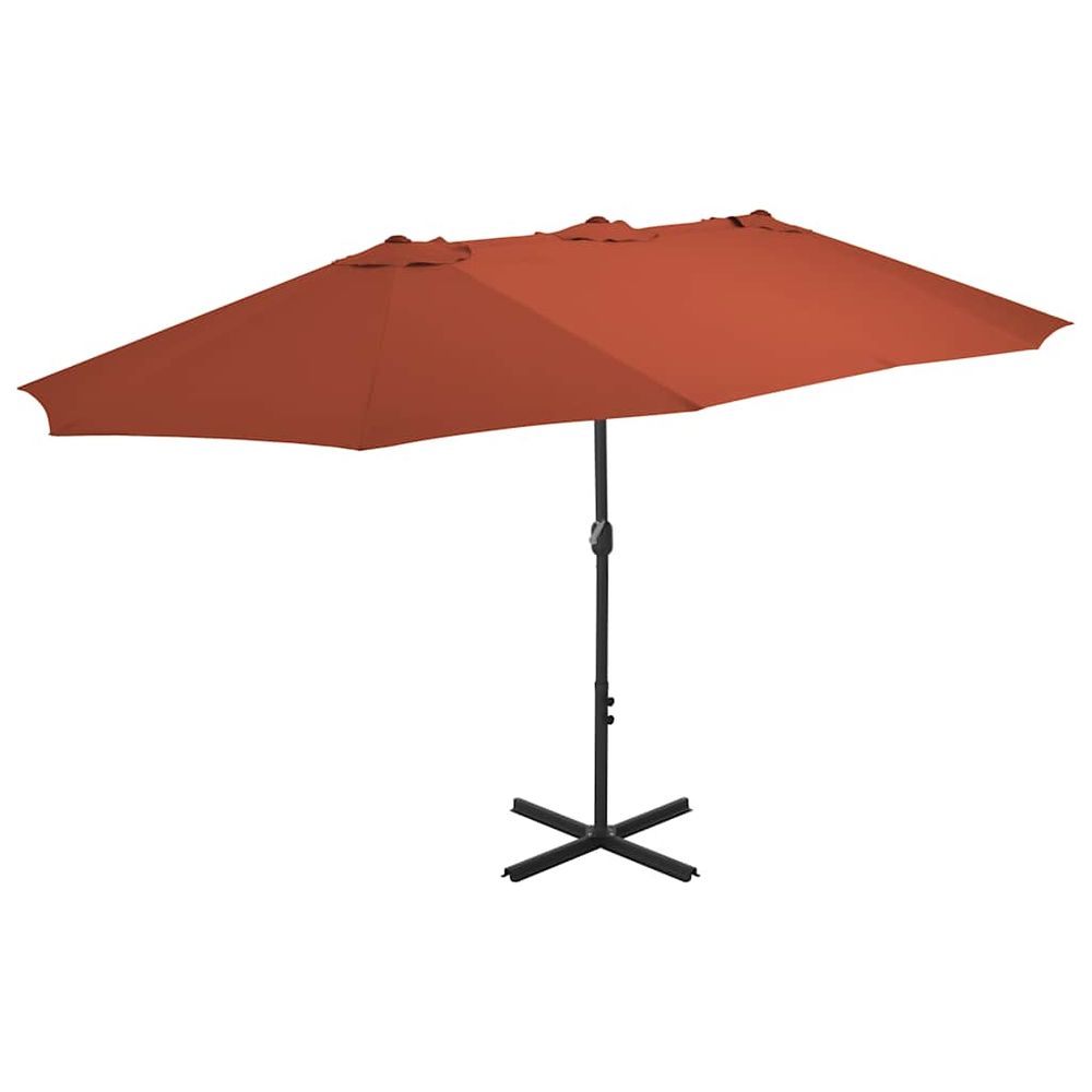 Parasol d'extérieur avec poteau en aluminium terre cuite