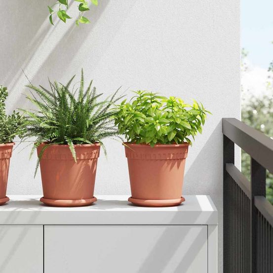 Lot de 24 pots de fleurs cylindriques plastique bac culture intérieur extérieur ø19x16cm rouge