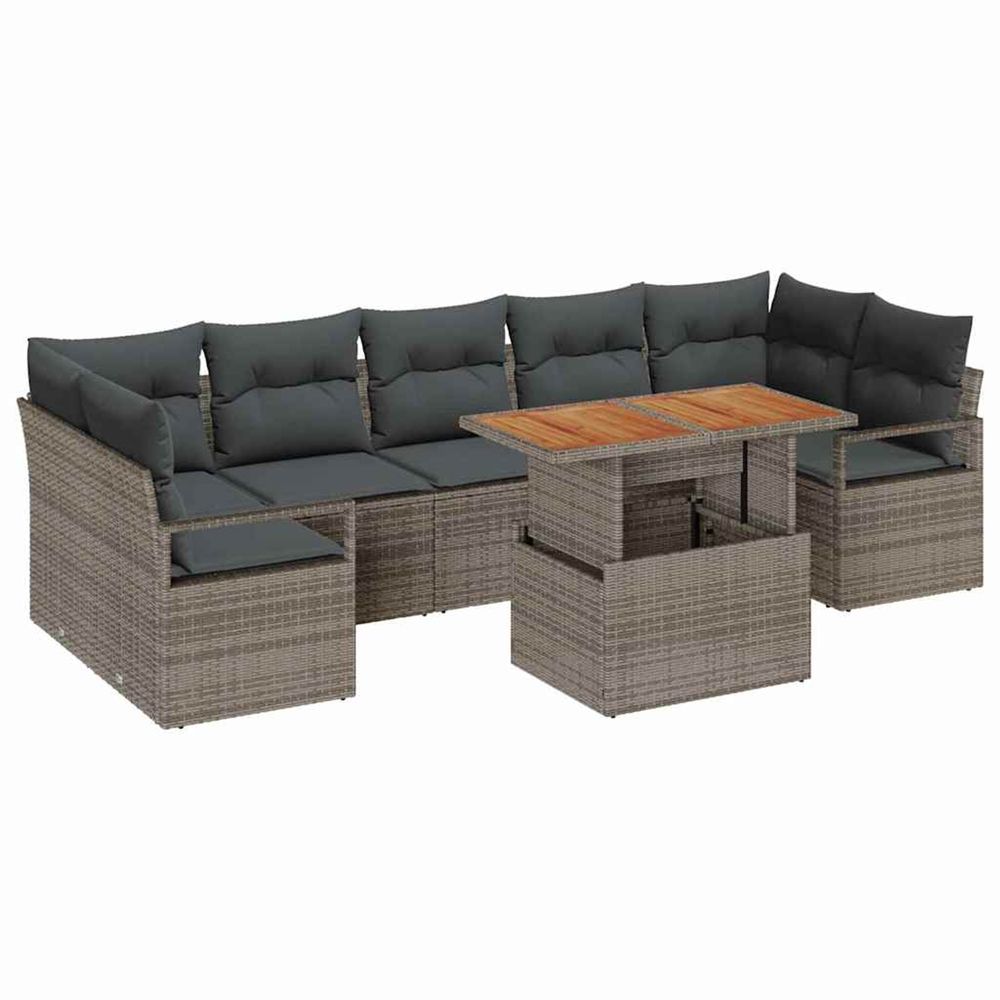Ensemble de canapé de jardin 8 pc gris poly rotin