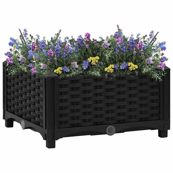 Petit carré potager 40x40 cm polypropylène pour balcon et fleurs noir