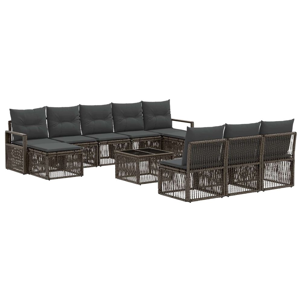 Ensemble de canapé de jardin 11 pc gris polyrotin