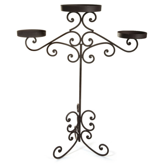 ~ bougeoir sur pieds 3 bougies métal marron 62 x 87 cm