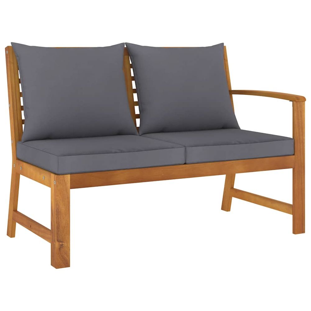 Banc de jardin 114,5 cm avec coussin gris foncé bois d'acacia