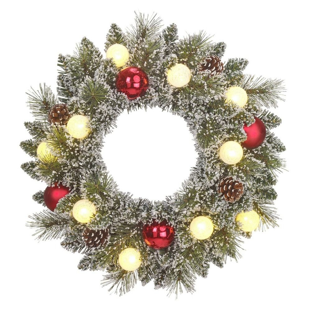 Black box trees kaprun couronne de noël avec éclairage led - noël couronne ø45 cm avec décoration de noël en dennenappels - vert