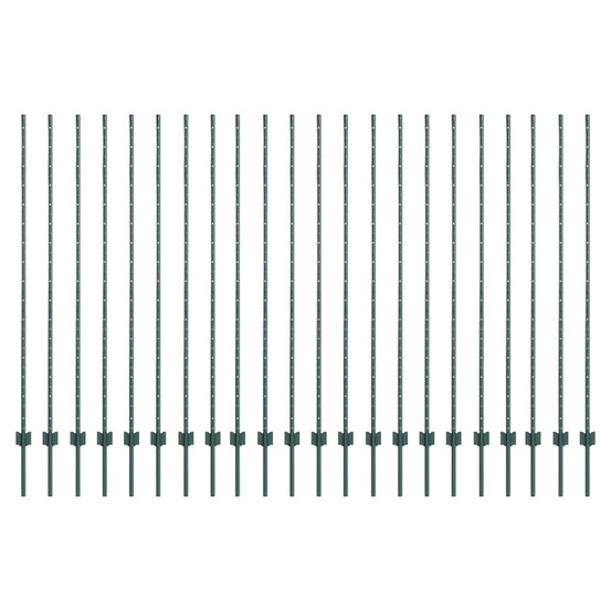 Poteaux de clôture 22 pcs vert 200 cm acier