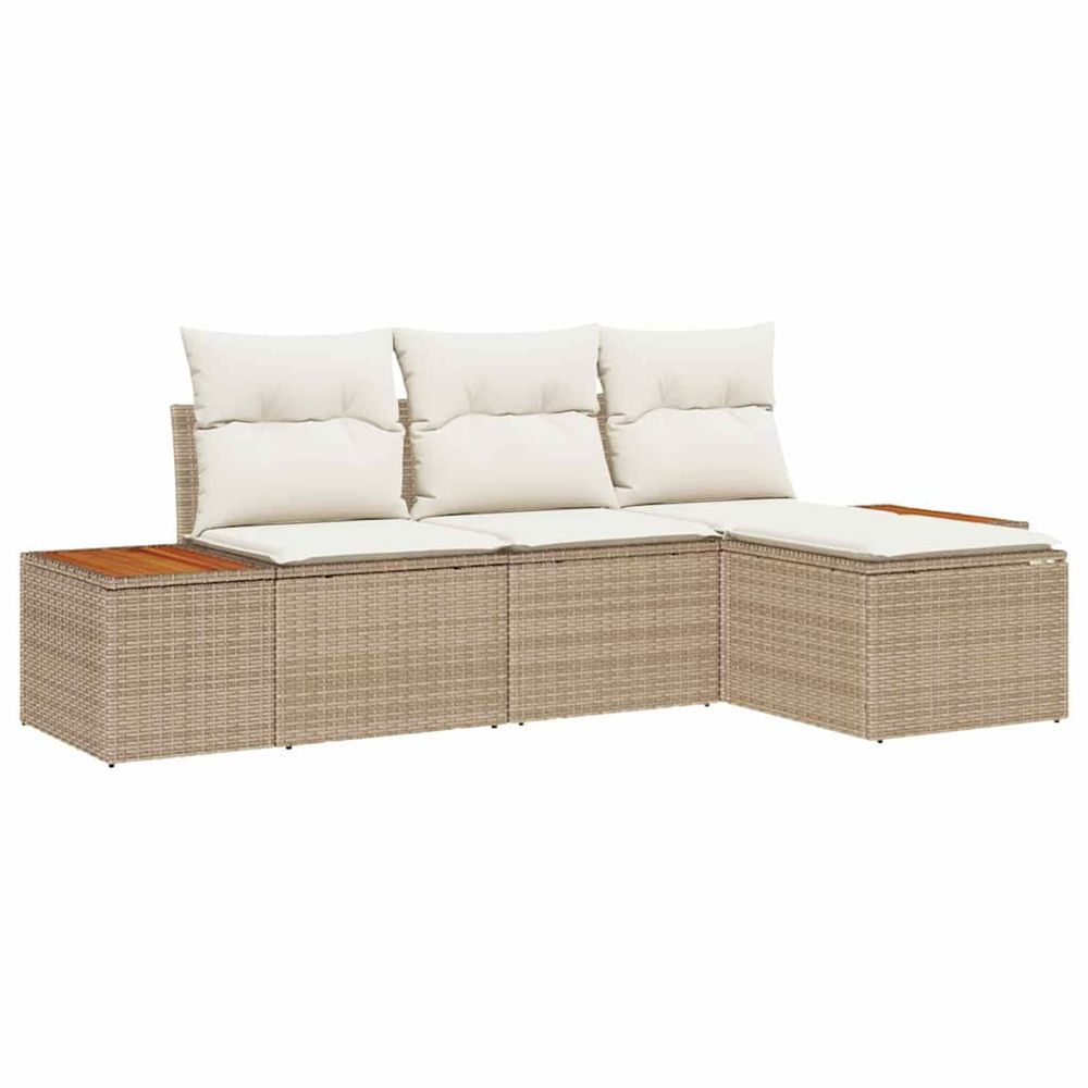 Ensemble de canapé de jardin 4 pièces beige et crème