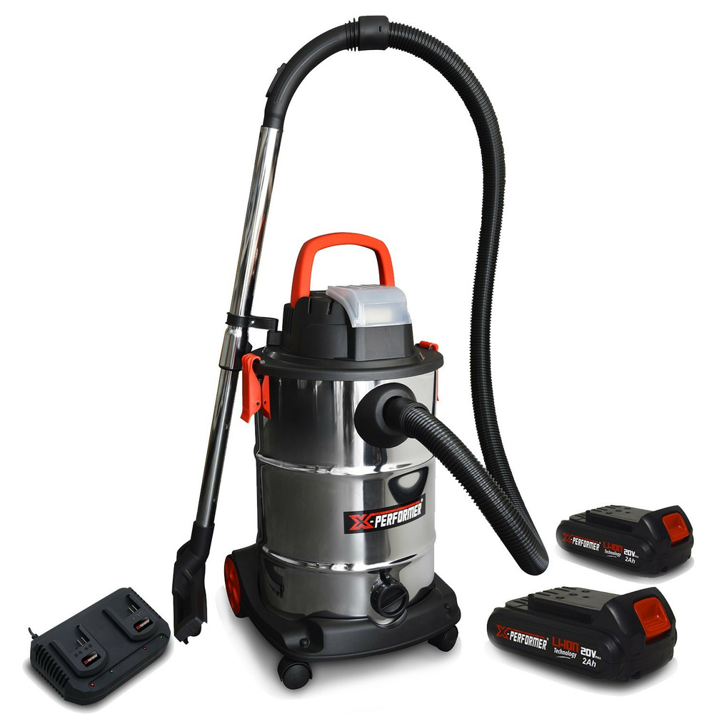 Aspirateur eau et poussière compact brushless sur batterie - xperformer xpvc20libl-30l + 2 bat. 2 ah + double chargeur