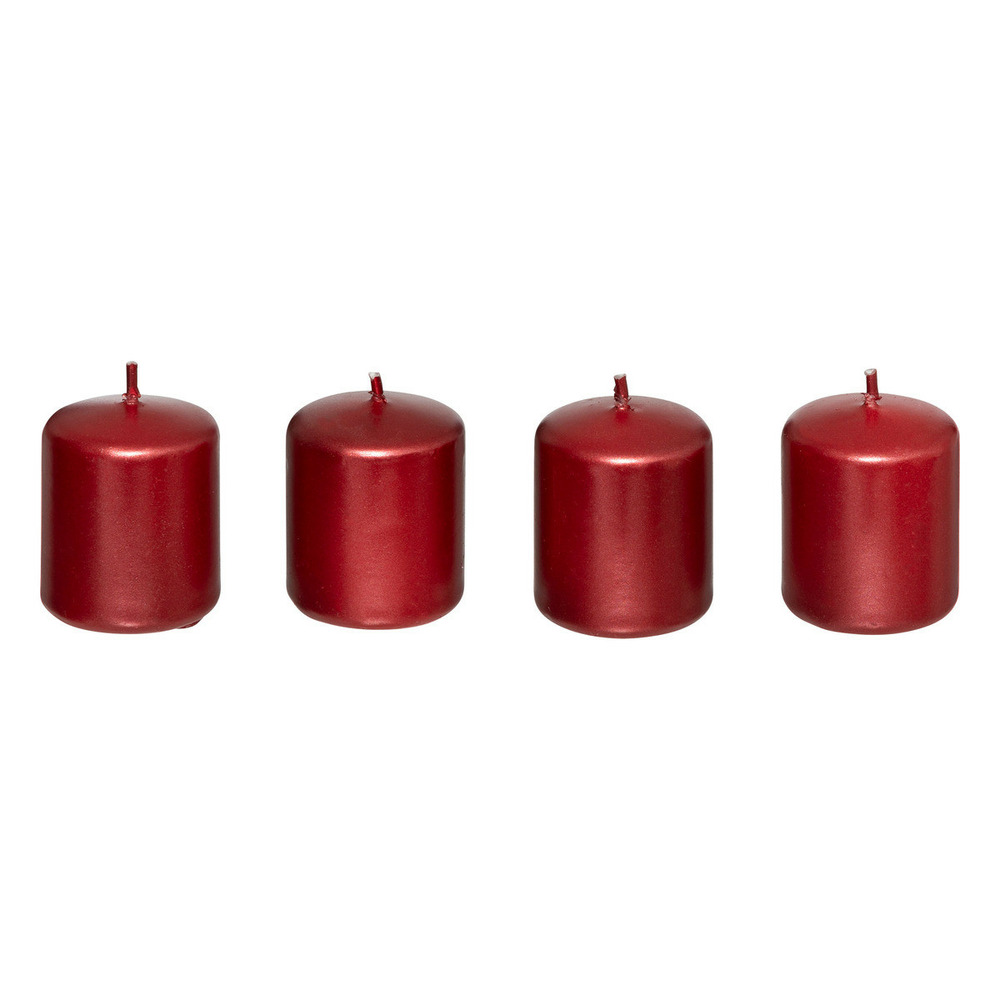 Lot de 4 bougies satin rouge 160g