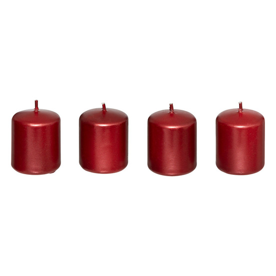 Lot de 4 bougies satin rouge 160g