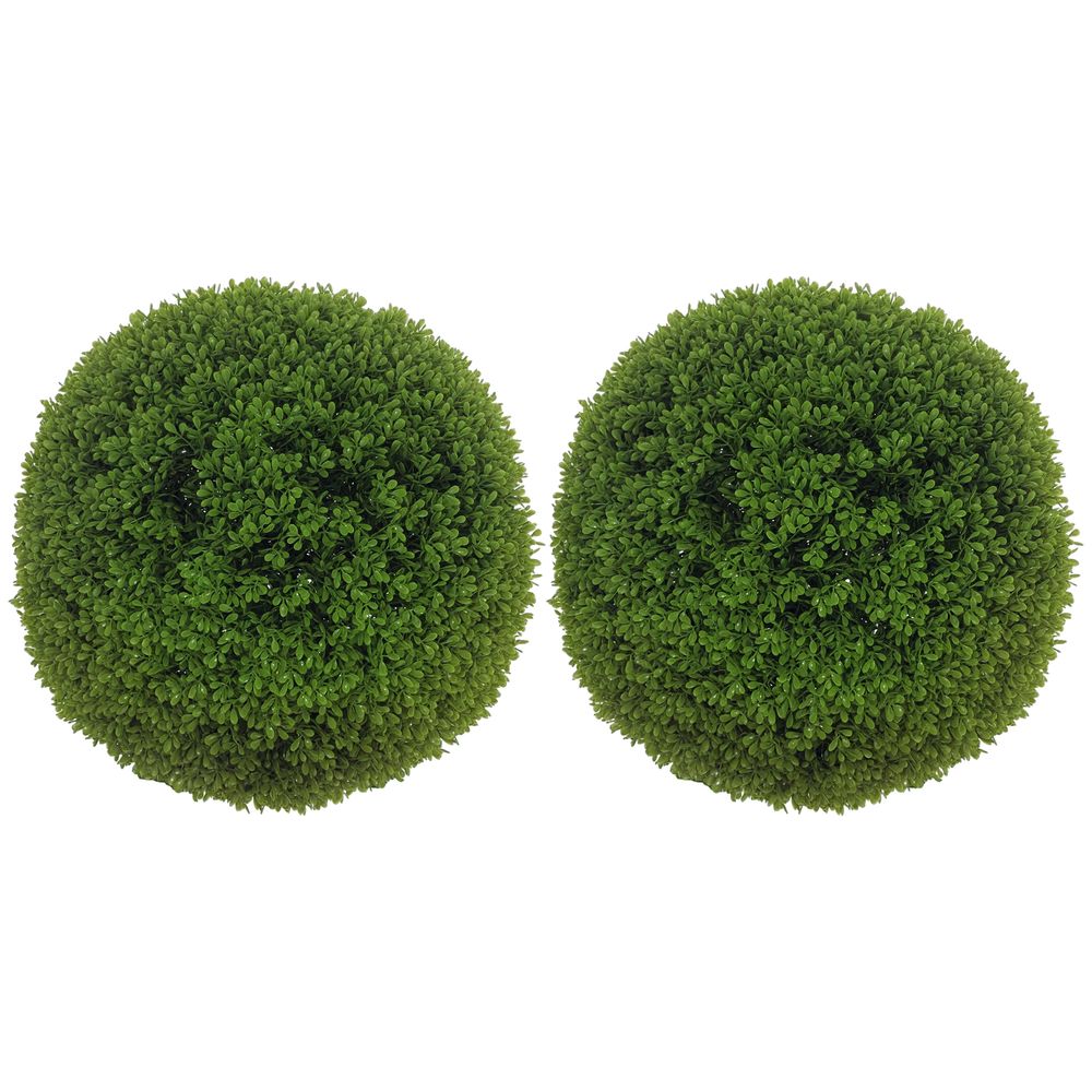 Lot 2 boules buis artificiels pe décoration jardin entretien facile 40cm vert