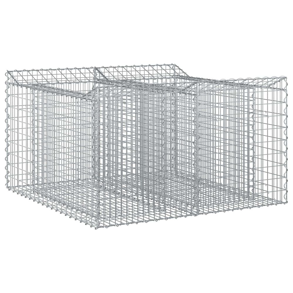Lit surélevé gabion 100 x 100 x 60 cm acier galvanisé argenté