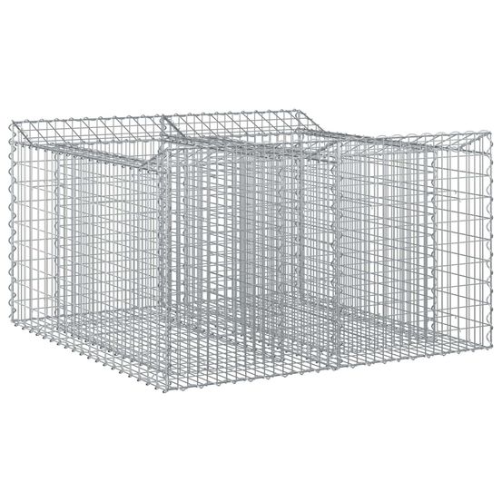 Lit surélevé gabion 100 x 100 x 60 cm acier galvanisé argenté