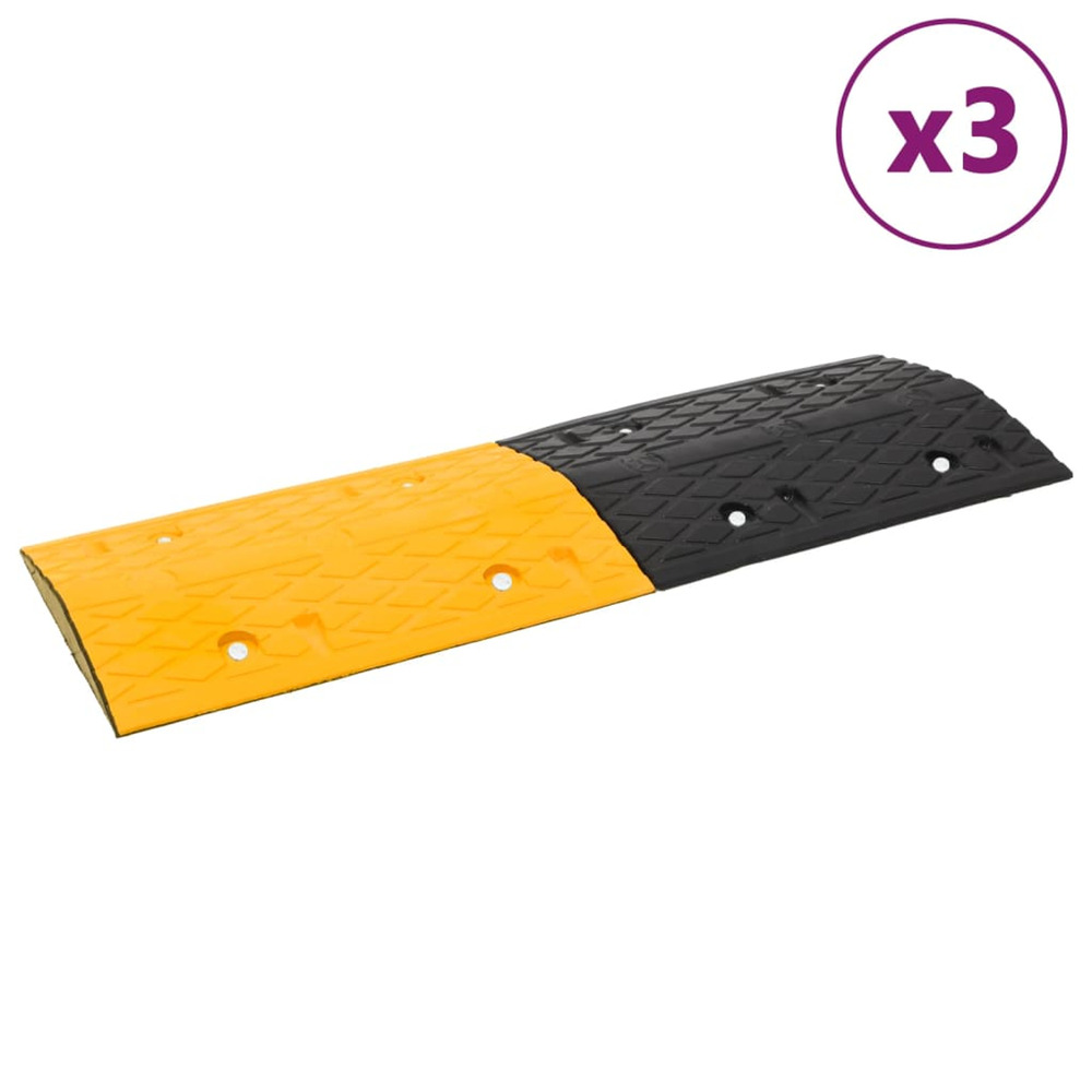 Ralentisseurs 3 pcs jaune et noir 97x32,5x4 cm caoutchouc