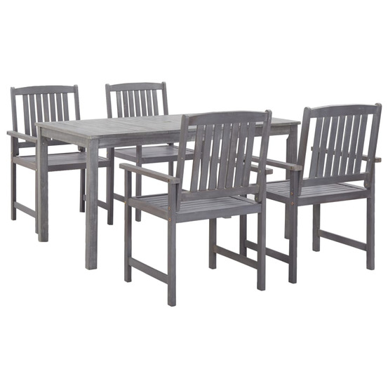 Ensemble à manger d'extérieur 5 pcs gris bois d'acacia solide