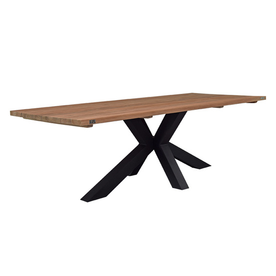 Table métal noir et teck recyclé 240 cm, conceptual