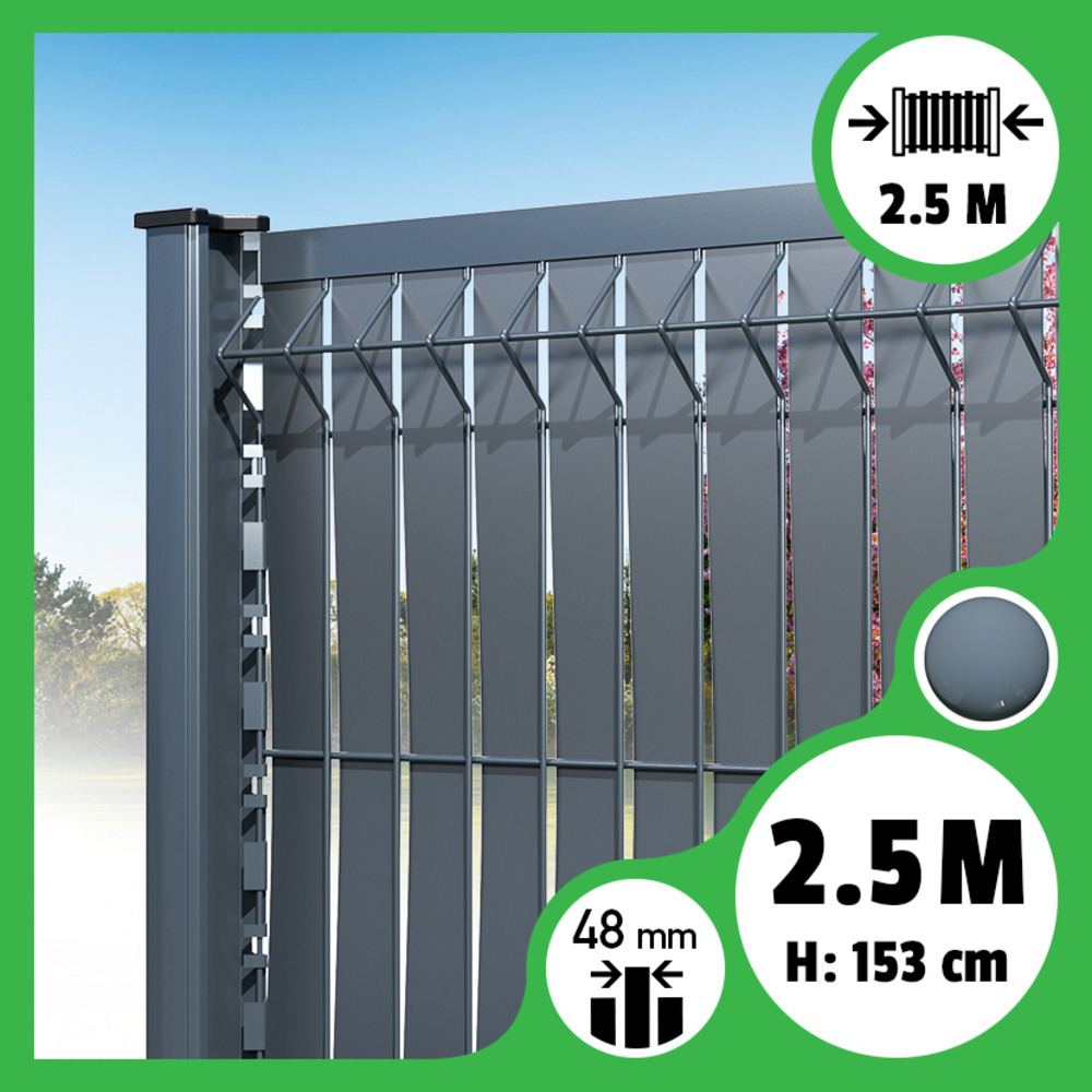 Brise-vue lattes aluminium n55 - gris anthracite - 153 cm, 2,50 mètres