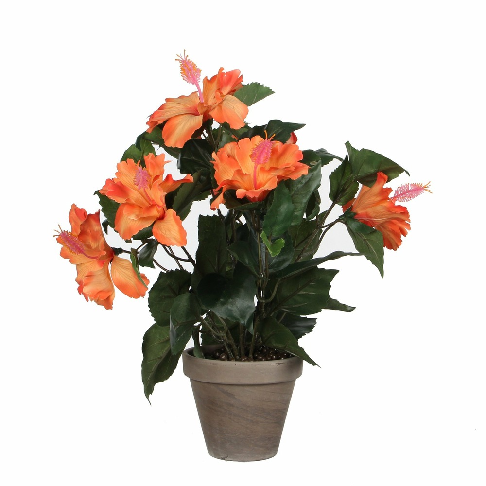 Mica decorations plante artificielle hibiscus - h40 x ø30 cm - orange