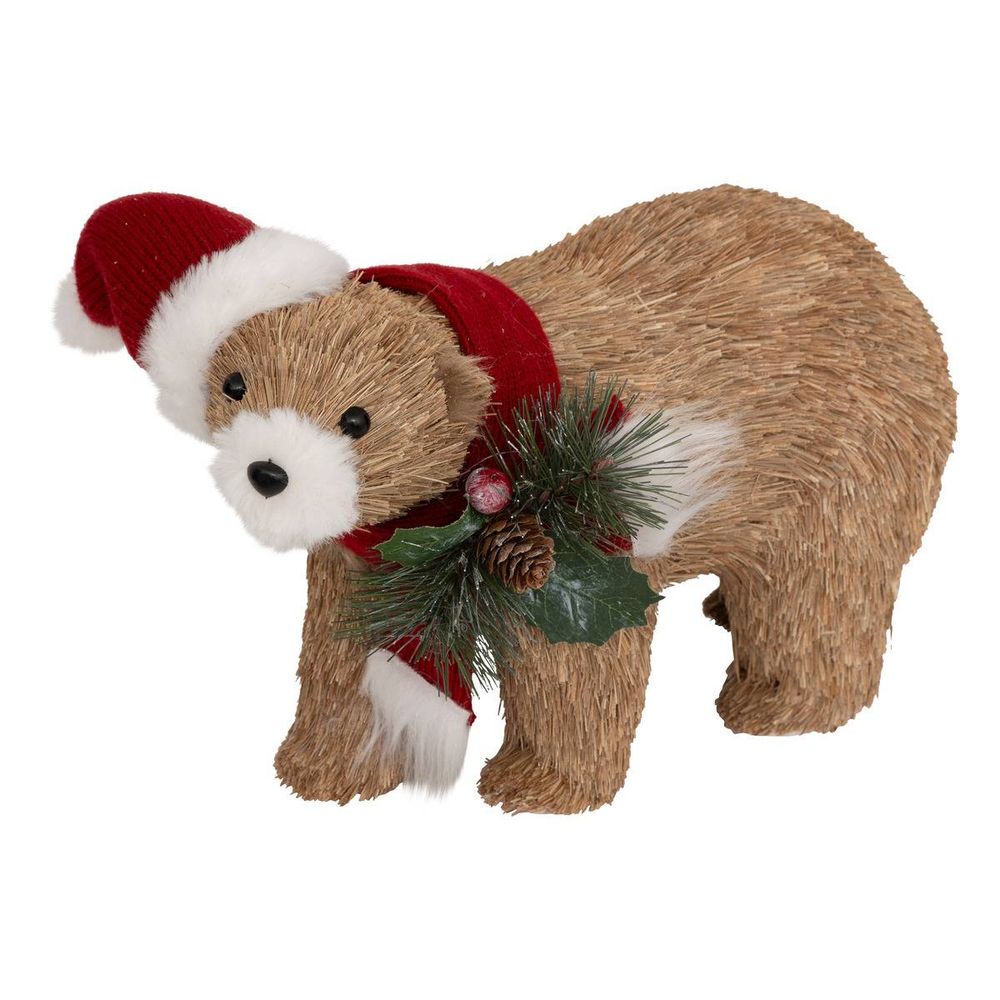 Ours des bois de noël au bonnet l. 31 cm
