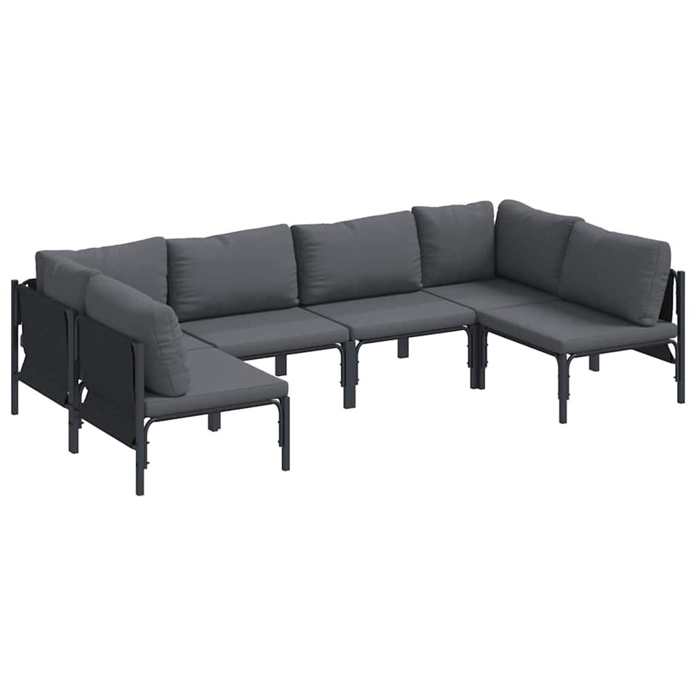 Ensemble de canapé de jardin avec coussin 6 pcs noir acier
