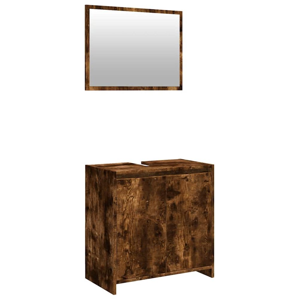 Ensemble de meubles de salle de bain 2 pcs chêne fumé