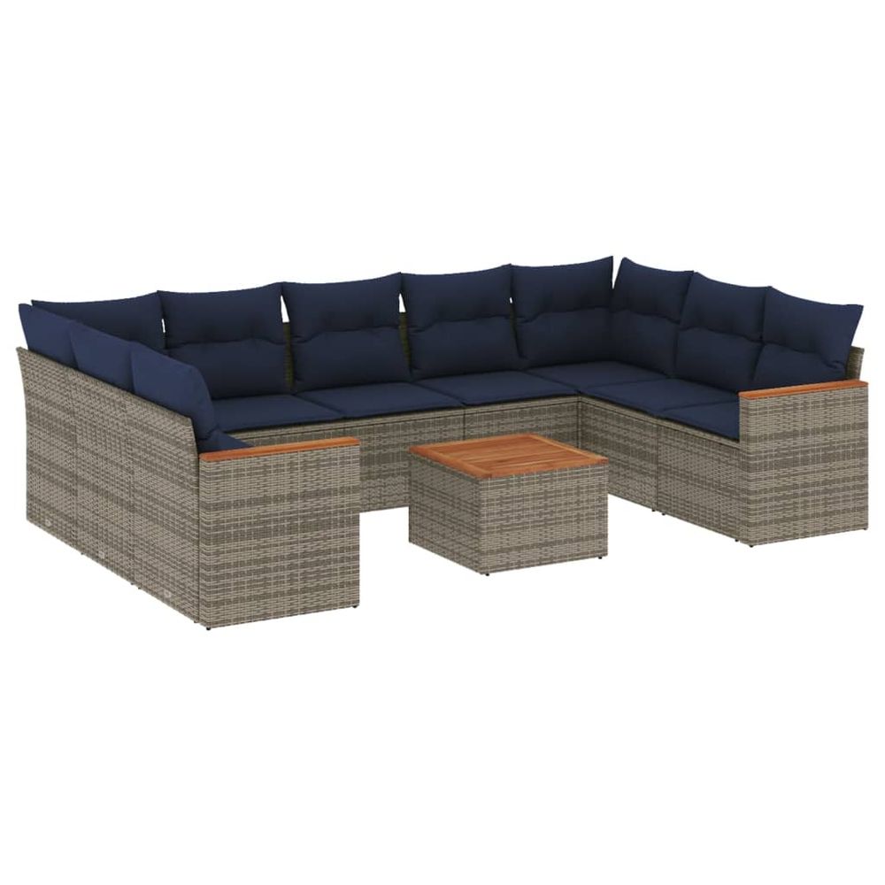 Ensemble de canapé de jardin 10 pcs avec coussins gris