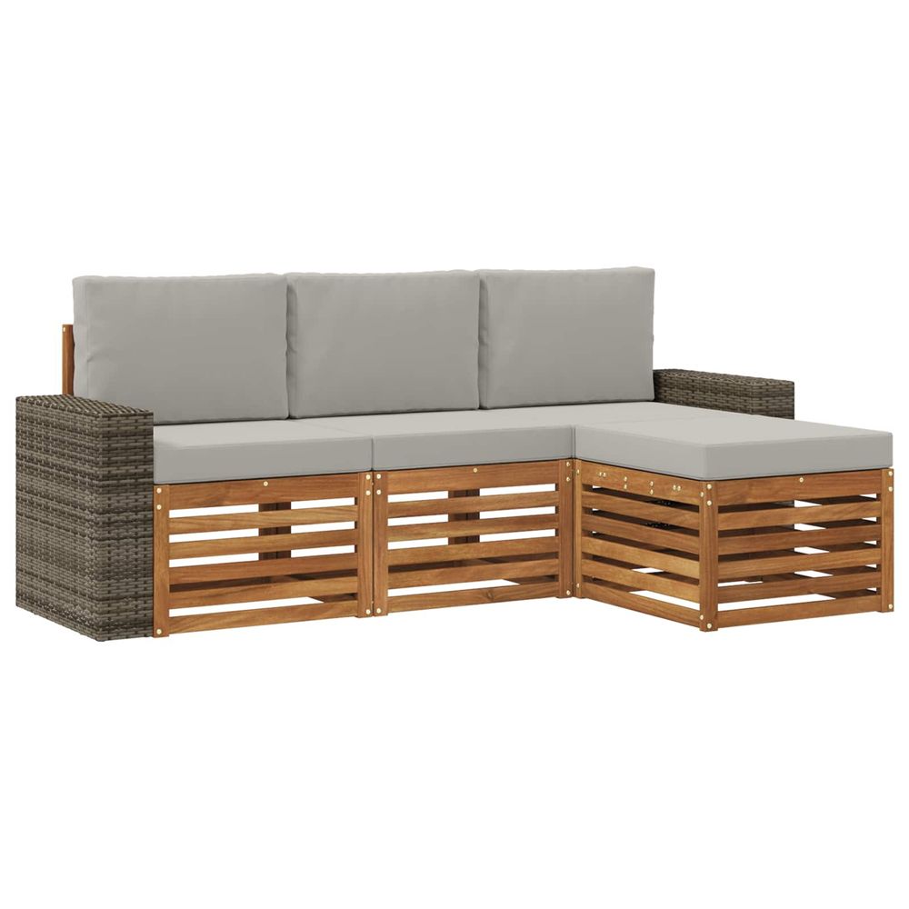 Ensemble de canapés d'extérieur 4 pc naturel et gris clair