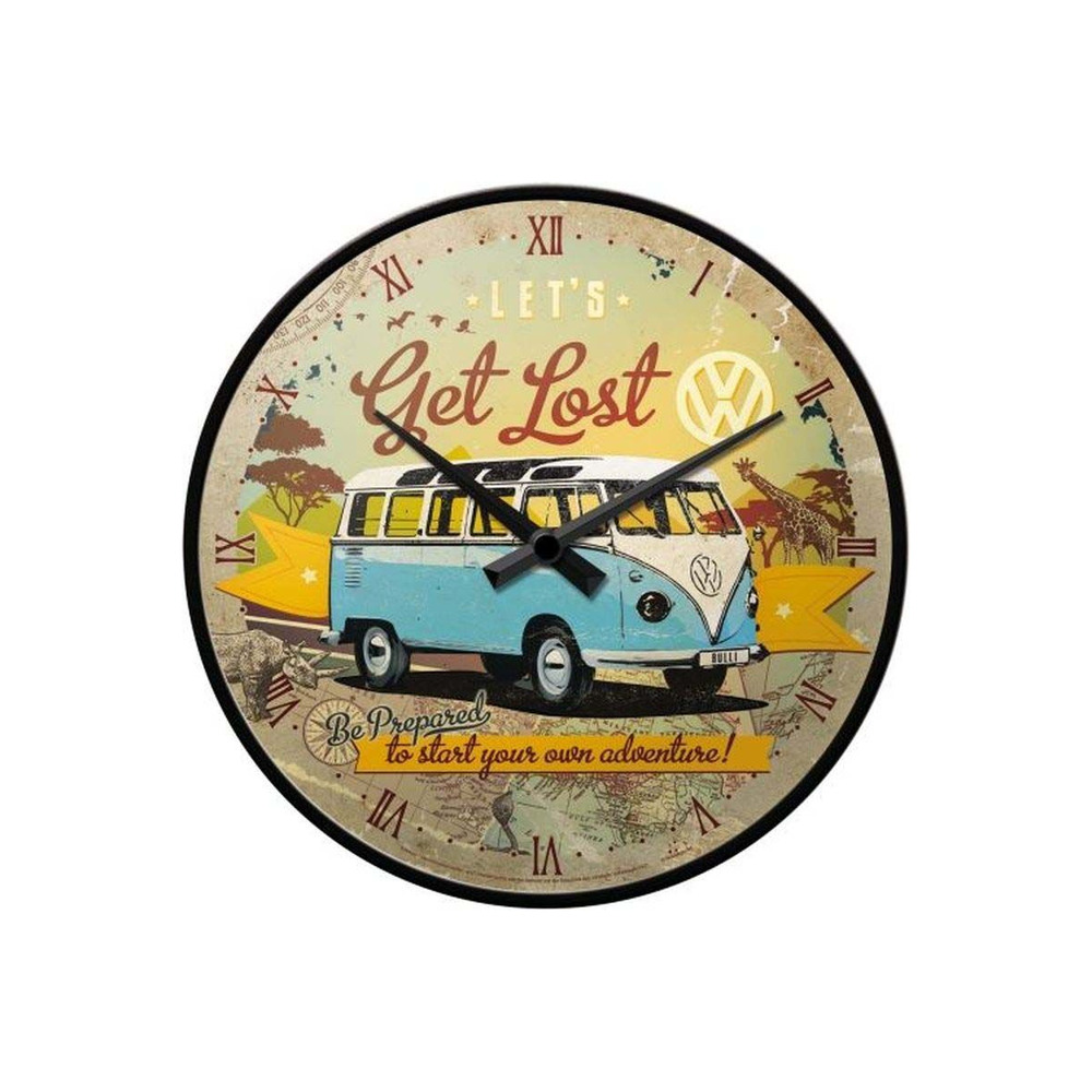 Horloge hublot en verre et métal pub 31 cm van vw get lost