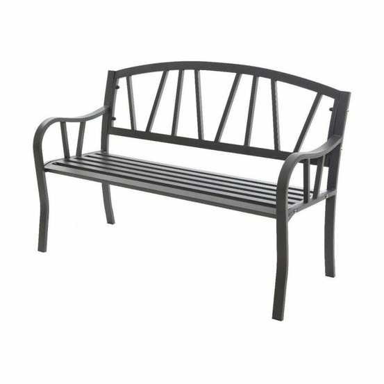 Banc avec dossier anthracite fer (123 x 53 x 86 cm)