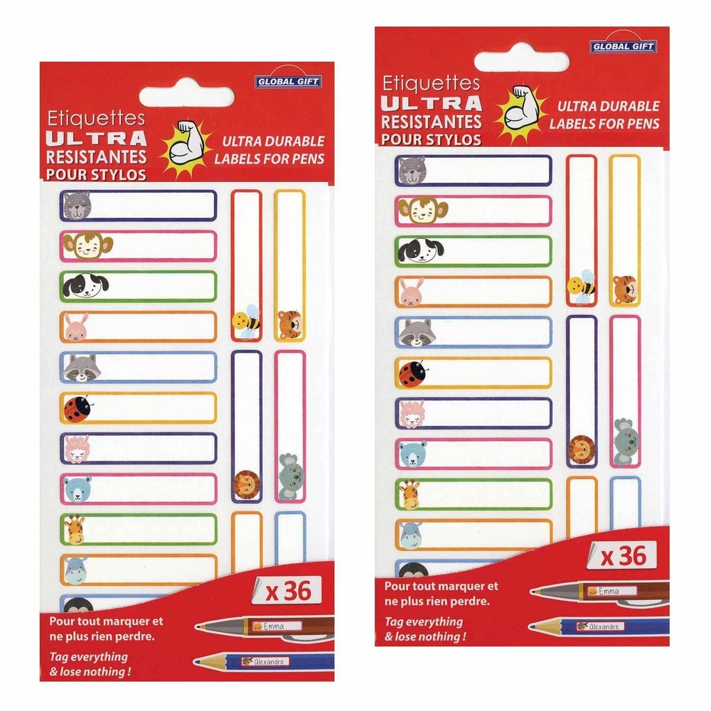 72 étiquettes plastifiées ultra-résistantes - petits animaux