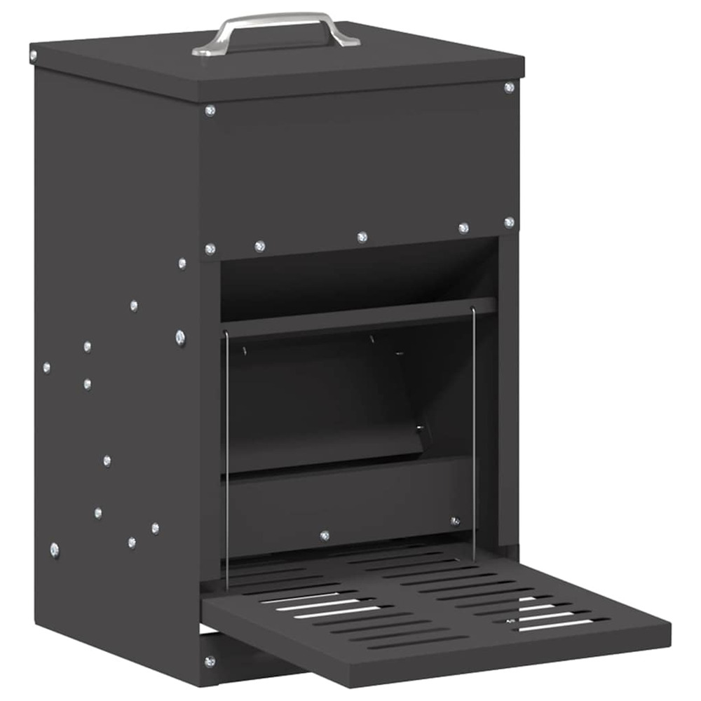 Nourrisseur à pédale pour poules noir 25 x 42 x 40 cm