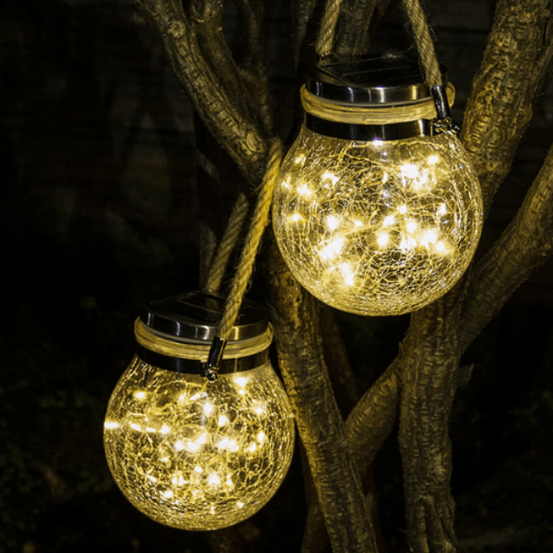 Bocal rond avec guirlande lumineuse - multicolore
