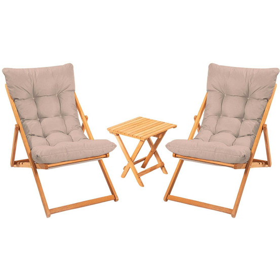 Salon de jardin détente en bois de hêtre mycos